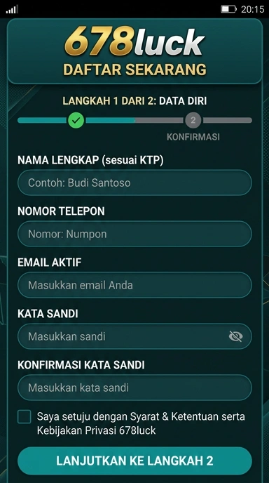 Tampilan halaman daftar 678luck