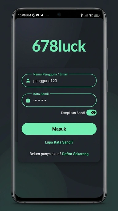 Tampilan halaman login 678luck