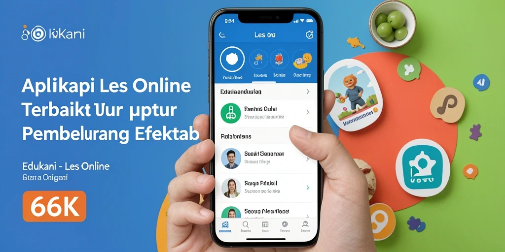 Tampilan antarmuka interaktif aplikasi Les Online 66K.