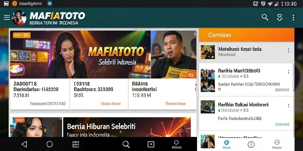 Antarmuka aplikasi MAFIATOTO menampilkan berita selebriti terkini dan menarik.